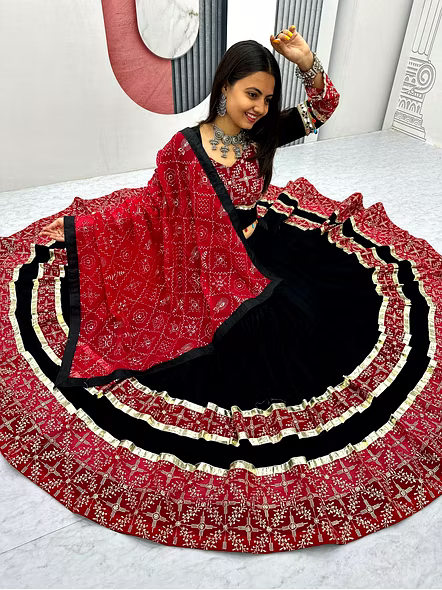 mirror work lehenga choli