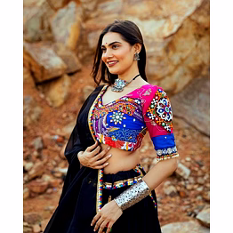 shiv digital printed maslin cotton lehenga with mirror work
