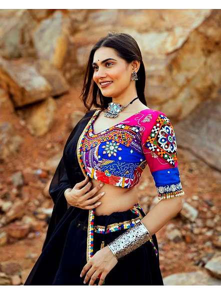 black cotton lehenga choli