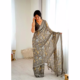 nitya tex printed georgette saree satin patta