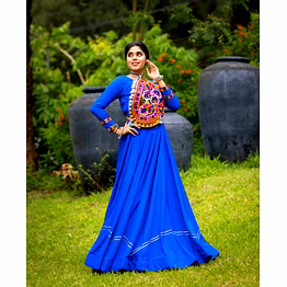 shiv royal blue navratri lehenga choli