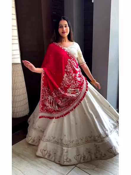 White Lehenga with dupatta