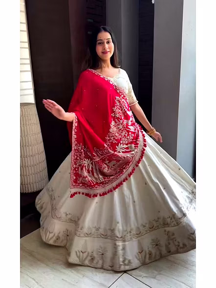 White Rayon cotton lehenga