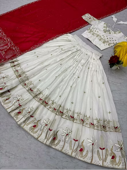 White Lehenga Choli for Garba
