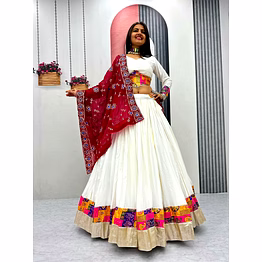 tiny tex white pure cotton lehenga choli