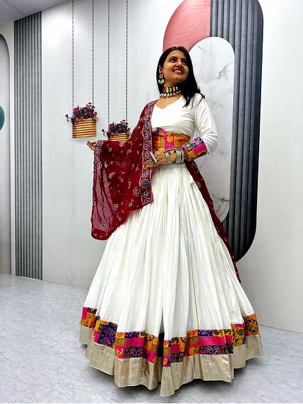 White Chaniya choli for Garba