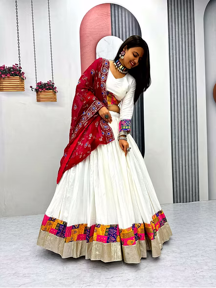 White Lehenga with dupatta