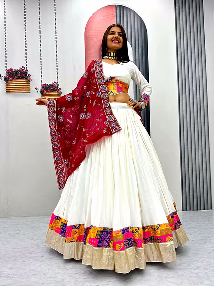 White Navratri lehenga choli