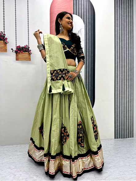 Green Navratri lehenga choli
