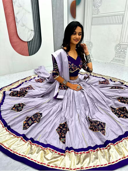 Purple 6-meter flare lehenga