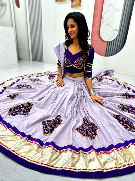 Purple Best lehenga for Durga Puja