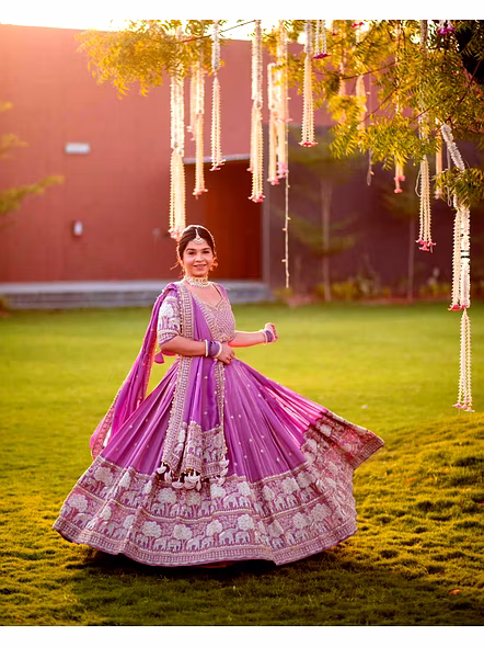 Purple Pure Georgette lehenga for Garba