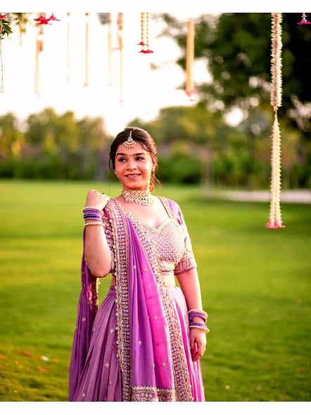 Purple Lightweight cotton lehenga