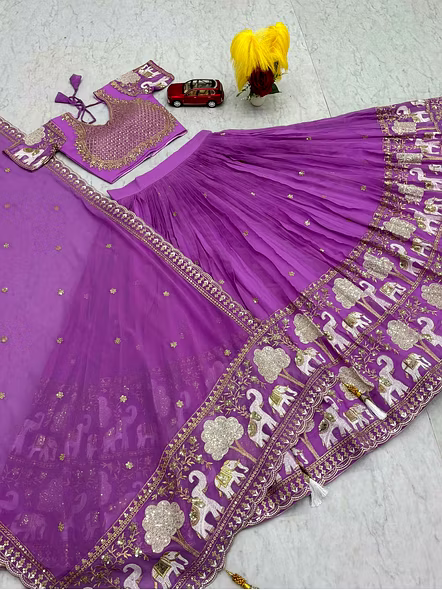 Purple Best lehenga for Durga Puja