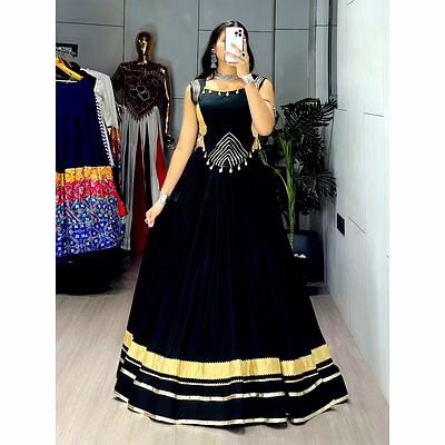 shiv pure rayon cotton navratri lehenga choli with gotta patti zigzag patti