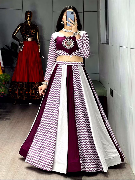 Pure Rayon Cotton Lehenga Set with Kodi Work