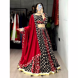 shiv maroon black pure rayon cotton navratri lehenga choli