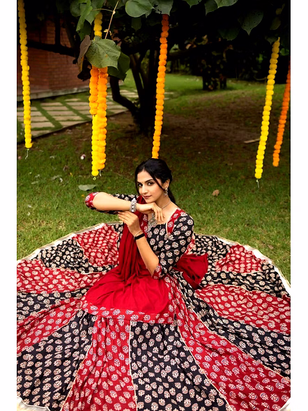 Maroon Black Pure Rayon Cotton Navratri Lehenga Choli-Black-5