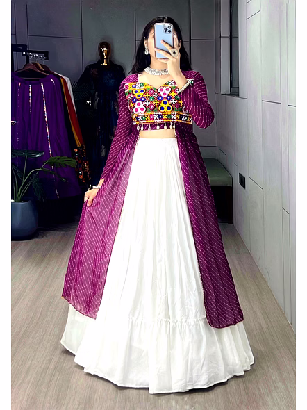 Stylish Mirror Work Navratri Lehenga Choli with Jacket-GRTN8047_Puple