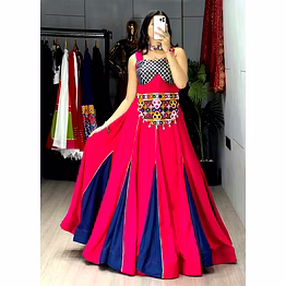 shiv two toned lehenga with gota patti stripes