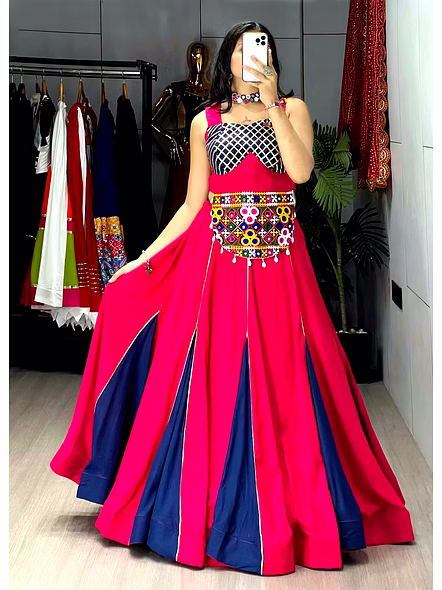Two Toned Lehenga with Gota Patti Stripes