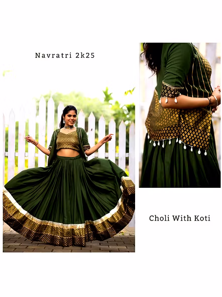 Pure Rayon Cotton Navratri Lehenga Choli with Gotta Patti Zigzag Patti