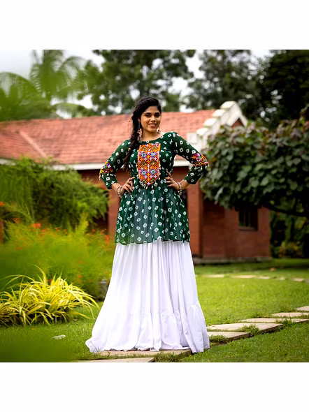 Traditional Leheriya Lehenga-Green