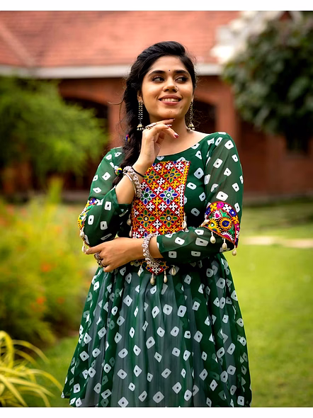 Traditional Leheriya Lehenga-Green-2