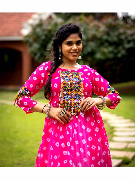 Traditional Leheriya Lehenga-Pink-1