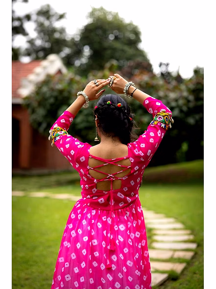 Traditional Leheriya Lehenga-Pink-3