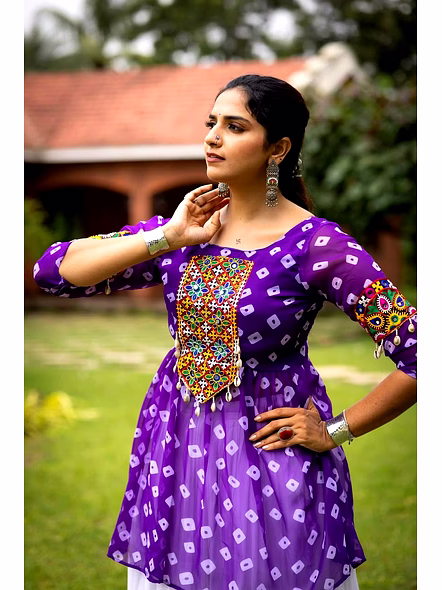 Traditional Leheriya Lehenga-Purple-1