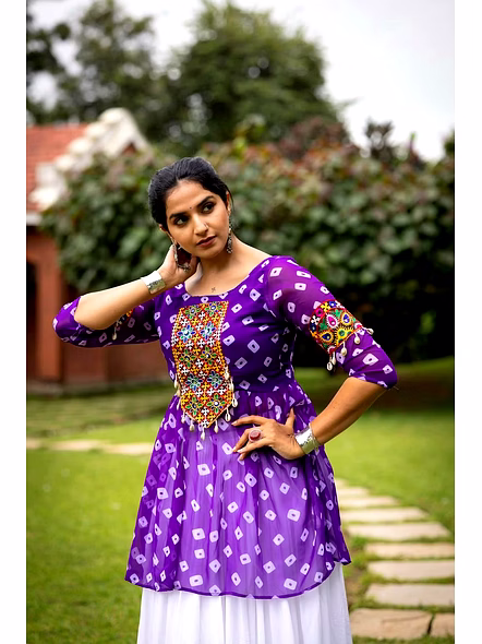 Traditional Leheriya Lehenga-Purple-2