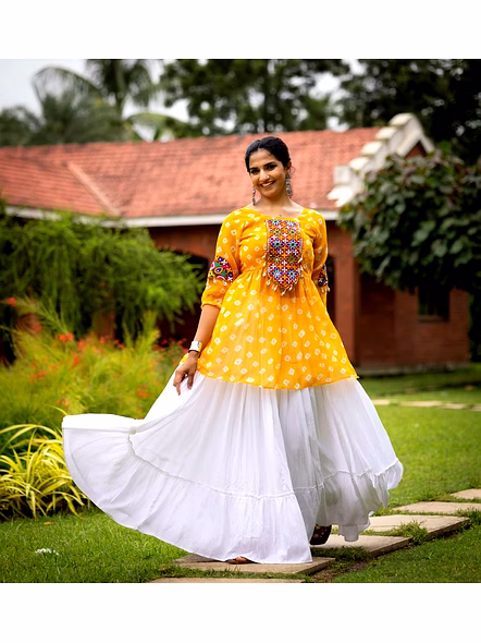 Traditional Leheriya Lehenga-Yellow-1