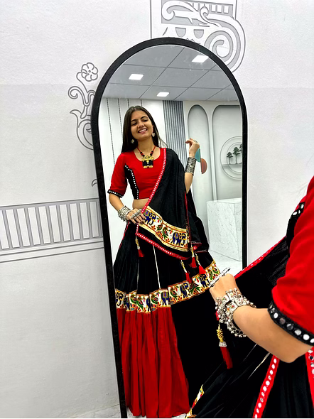 Navratri Special Pure Cotton Lehenga Choli-Black-M-2