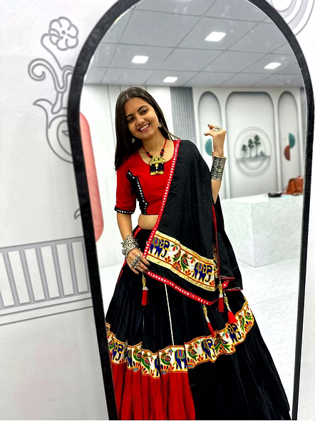 Navratri Special Pure Cotton Lehenga Choli-Black-M-3