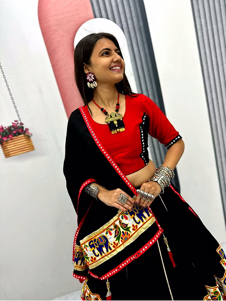 Navratri Special Pure Cotton Lehenga Choli-Black-XL-5