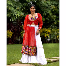 shiv pure rayon cotton lehenga koti with intricate mirror work
