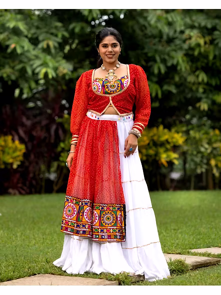 Pure Rayon Cotton Lehenga Koti with Intricate Mirror Work
