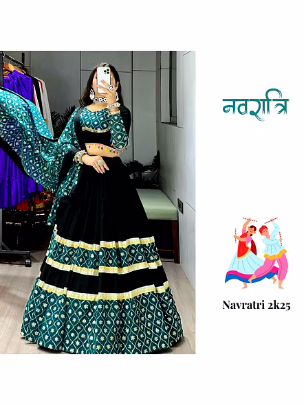 Pure Rayon Cotton Navratri Lehenga Choli-GRTN8067_Blue