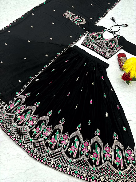 Navratri Special Pure Cotton Lehenga Choli-Black-M-2