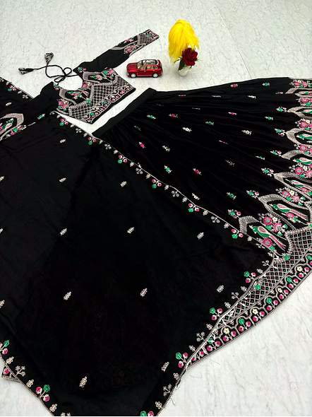 Navratri Special Pure Cotton Lehenga Choli-Black-XL-3