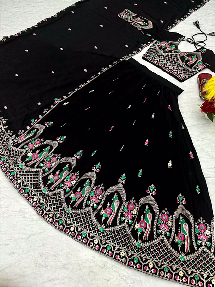 Navratri Special Pure Cotton Lehenga Choli-Black-XL-4