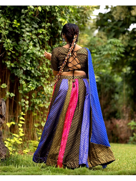 Soft Silk Lehenga With Kaudi Work-Blue-4