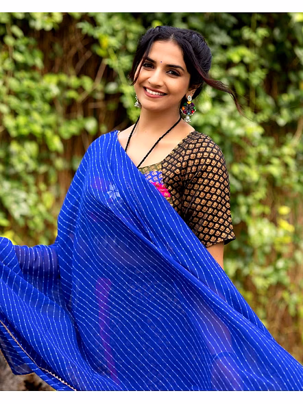 Soft Silk Lehenga With Kaudi Work-Blue-5