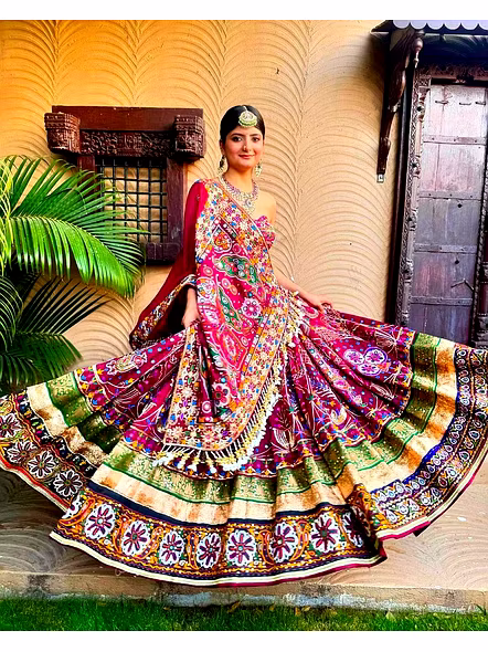 Navratri Heavy Muslin Cotton Digital Printed Lehenga Choli-Pink