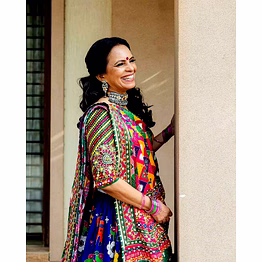 shiv multi-color muslin cotton lehenga choli with mirror work