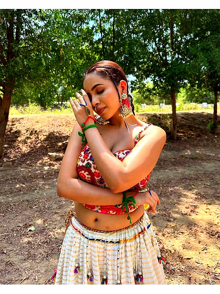 Ramlila Navratri Ghagra Choli-White