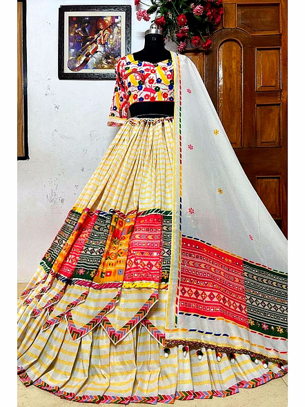 Ramlila Navratri Ghagra Choli-White-5