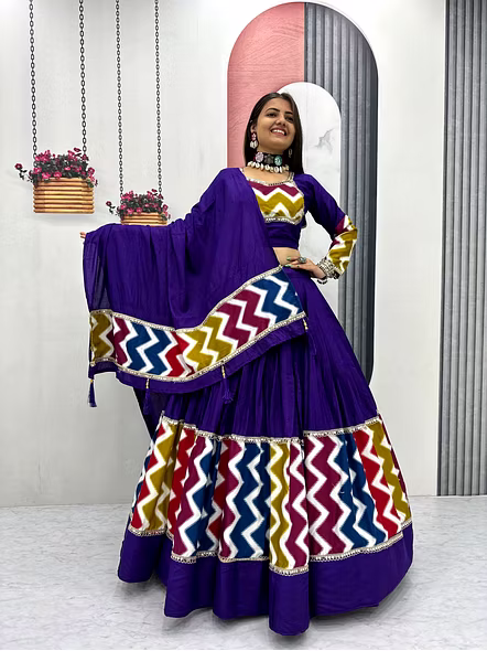 Navratri Special Pure Cotton Lehenga Choli-Tapi274_Purple_M