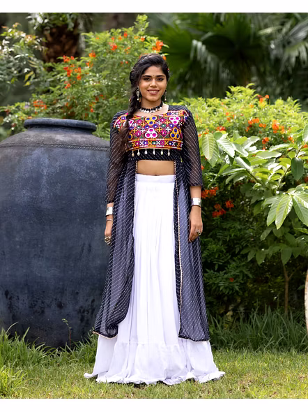 Stylish Mirror Work Navratri Lehenga Choli with Jacket